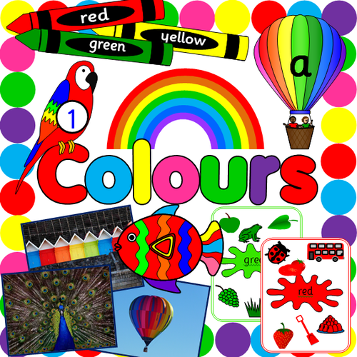 Colours topic resource pack- displays, Powerpoint, games, crafts