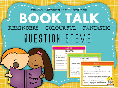KS2 BOOK TALK QUESTION STEMS/ PROMPTS for guided reading