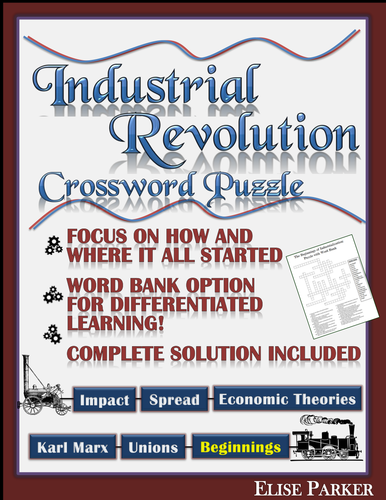 Industrial Revolution Worksheet Crossword Puzzle -- The Beginnings of Industrialization