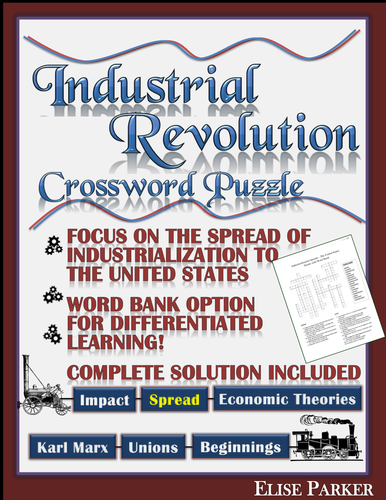 Industrial Revolution Worksheet Crossword Puzzle -- Industrialization in the United States