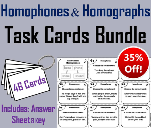 Homophones and Homographs Task Cards