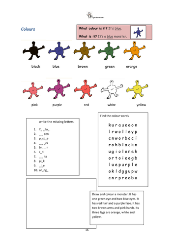 colours colors esl eal activities teaching resources