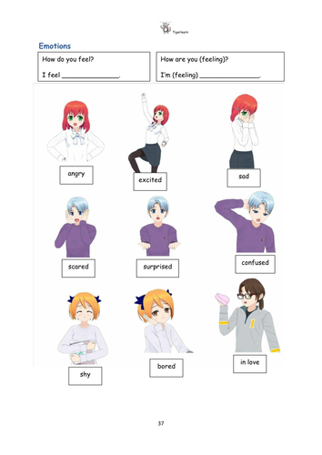 Manga style ESL/EAL worksheet - emotions