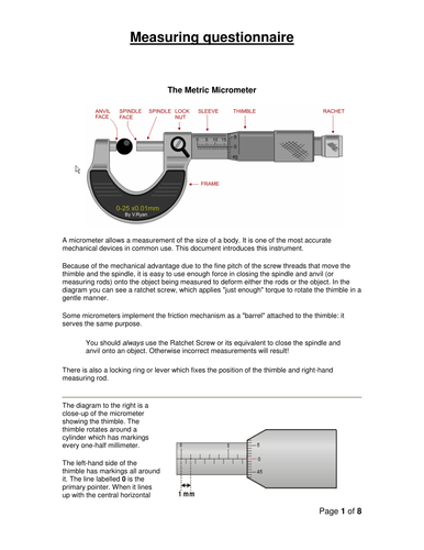 Vernier micrometer reading worksheet