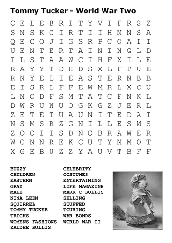 Tommy Tucker World War Two Squirrel Word Search