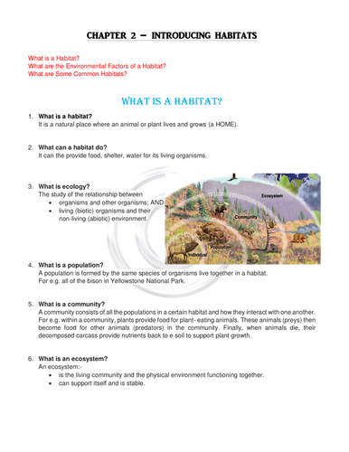 Year 4 Science Introducing Habitats