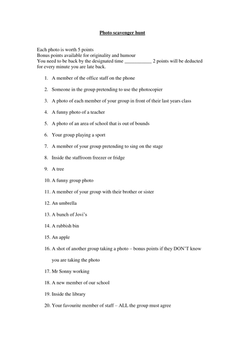 Photo scavenger Hunt