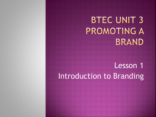 BTEC Business Unit 3 - Brand Promotion (P1)