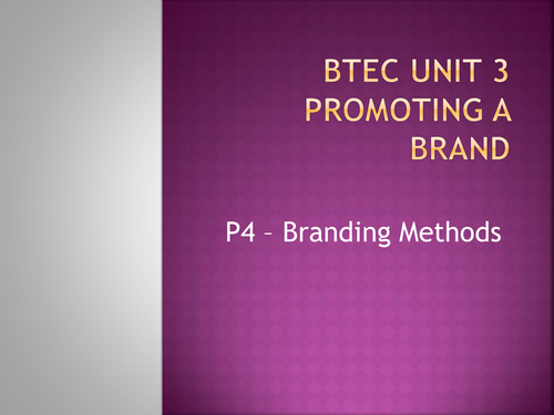 BTEC Business Unit 3 - Branding Methods an d Promotional Campaign (P4 and P5)