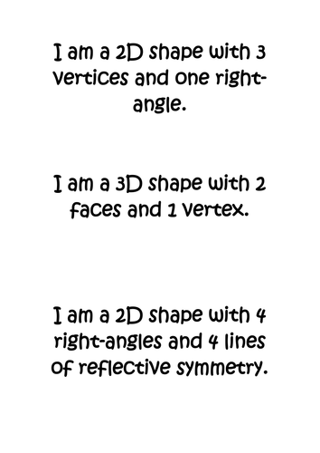 2D and 3D Shape Properties Game