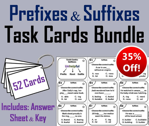 Prefixes and Suffixes Task Cards