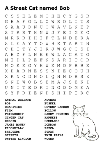A Street Cat named Bob Word Search