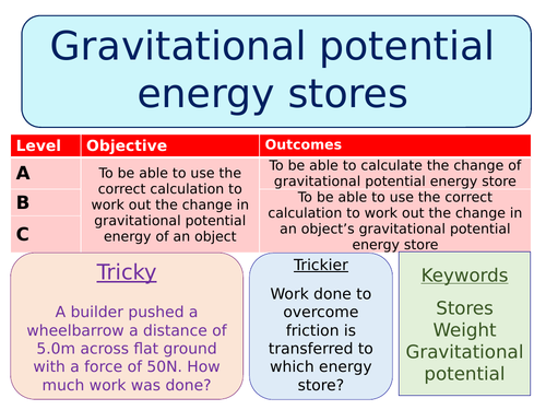 New Aqa Gcse Physics 16 Gravitational Potential Energy Teaching Resources