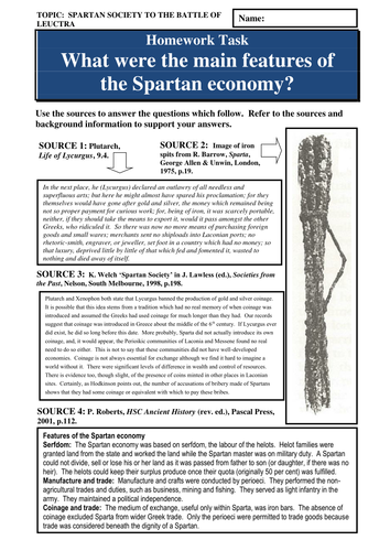 What were the main features of the Spartan economy?