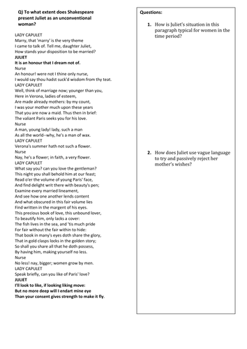 Romeo and Juliet: (AQA 1-9) How does Shakespeare present Juliet as ...