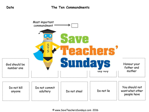 The Ten Commandments KS1 Lesson Plan and Worksheets / Activity
