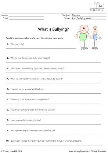 Worksheet: Anti Bullying Week - What is Bullying?