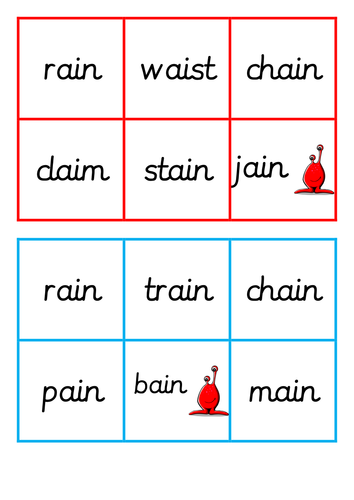 Phase 2 set 1 bingo game (ai, ee, igh, j and ch)