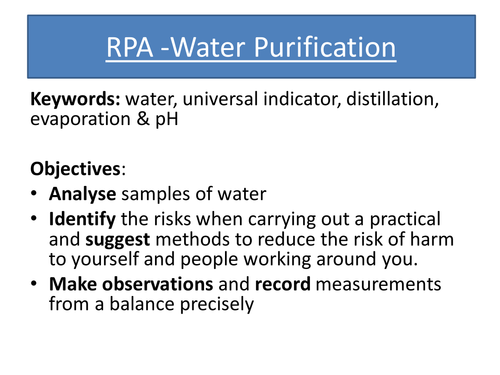 AQA GCSE (2016 9-1 spec) Required Practical- Water purification
