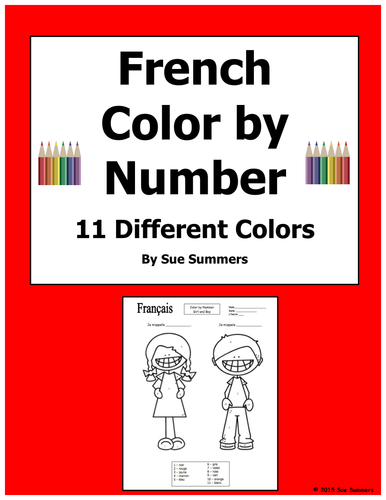 French Color by Numbers Kids Coloring Activity With 11 Different Colors