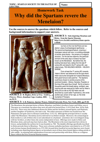 Why did the Spartans revere the Menelaion?