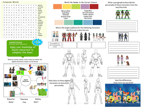 Year 9 ICT cover work. iMedia Digital Characters.