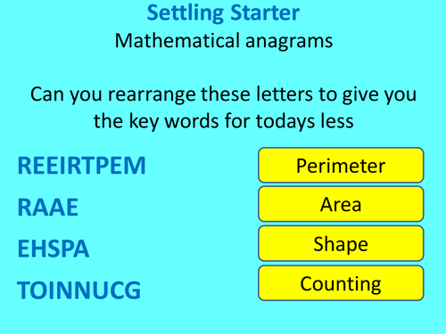 Area and perimeter by counting the squares