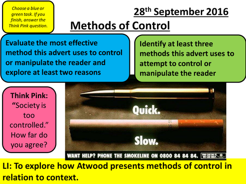 Full PowerPoint Lesson - A Handmaid's Tale: Methods of Control (AO2)