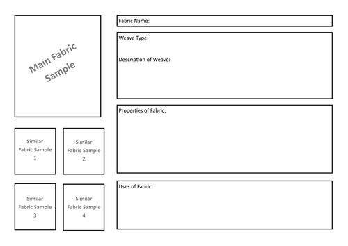 Fabric Samples Template Sheets