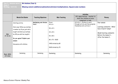 Maths Mastery Autumn term 2 Week 3