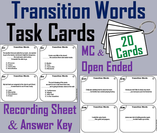 Transition Words Task Cards