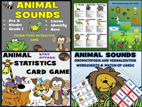 Animal Sounds Bundle - Worksheets and PowerPoint Game