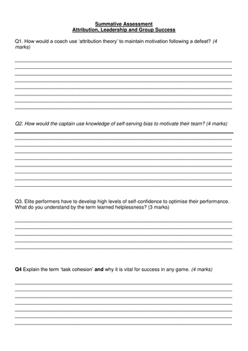 A2 PE AQA Section C: Contemporary Influences Summative Assessments