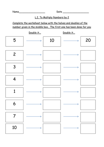 KS2 Halving and Doubling to 100 Differentiated | Teaching ...