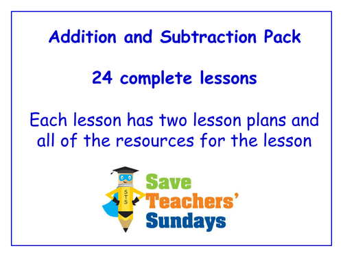 Addition and Subtraction Lessons Bundle / Pack (24 Lessons for 1st to 2nd grade)