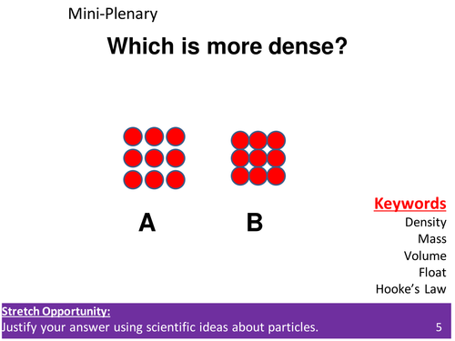 Density 5 question MCQ to check for understanding