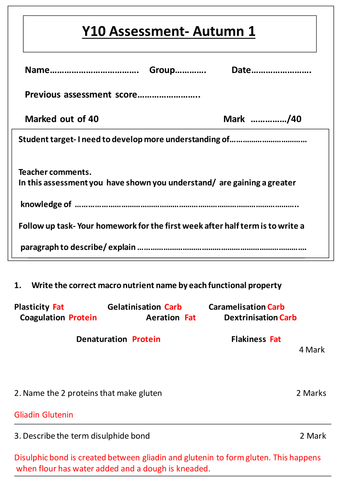 Food Preparation and Nutrition Assessment