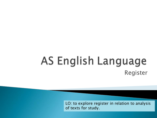 Method of Language Analysis: Register