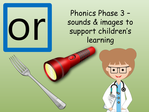Phase 3 Sounds with 3 colourful & interesting pictures to go with each sound