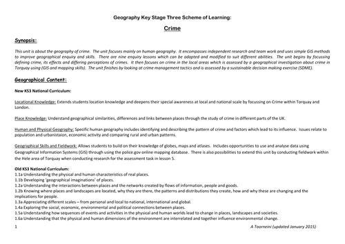 Geography of Crime Scheme of Work