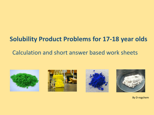 Chemistry: sparingly soluble solids, solubility product and the Common Ion Effect (16-18 yr old).