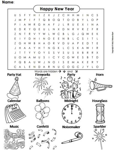 New Years Word Search