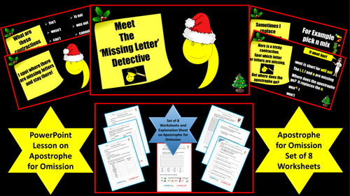 Apostrophe for Omission - Christmas-Themed  PowerPoint Lesson