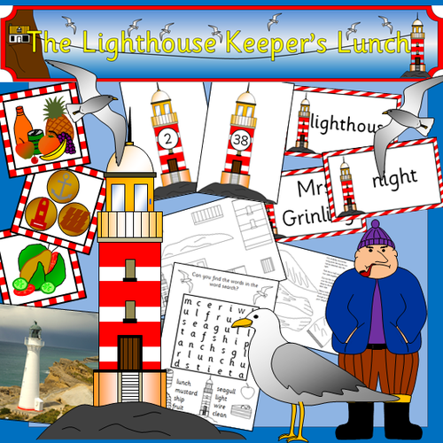 The Lighthouse Keeper's Lunch story resource pack- Powerpoints, games, literacy, story telling