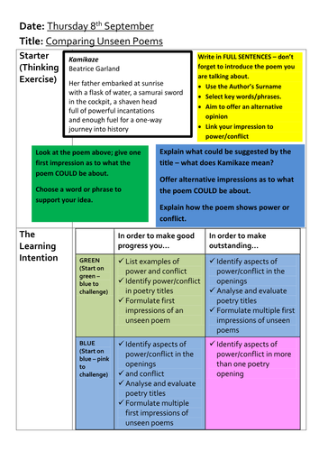 Comparing poems - Introduction | Teaching Resources