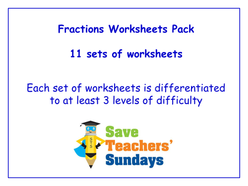 KS1 Fractions Worksheets Pack (11 sets of differentiated worksheets)