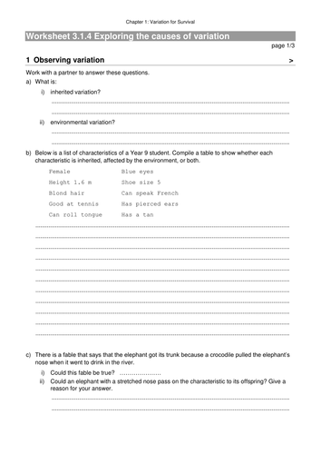 Exploring causes of variation -New KS3 CURRICULUM