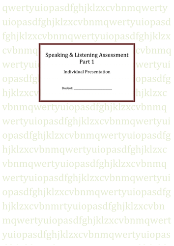 Speaking & Listening Presentation Booklet