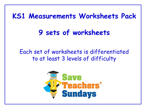 KS1 Measurements Worksheets Pack (9 sets of differentiated worksheets)