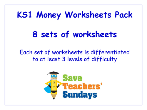 KS1 Money Worksheets Pack (8 sets of differentiated worksheets)